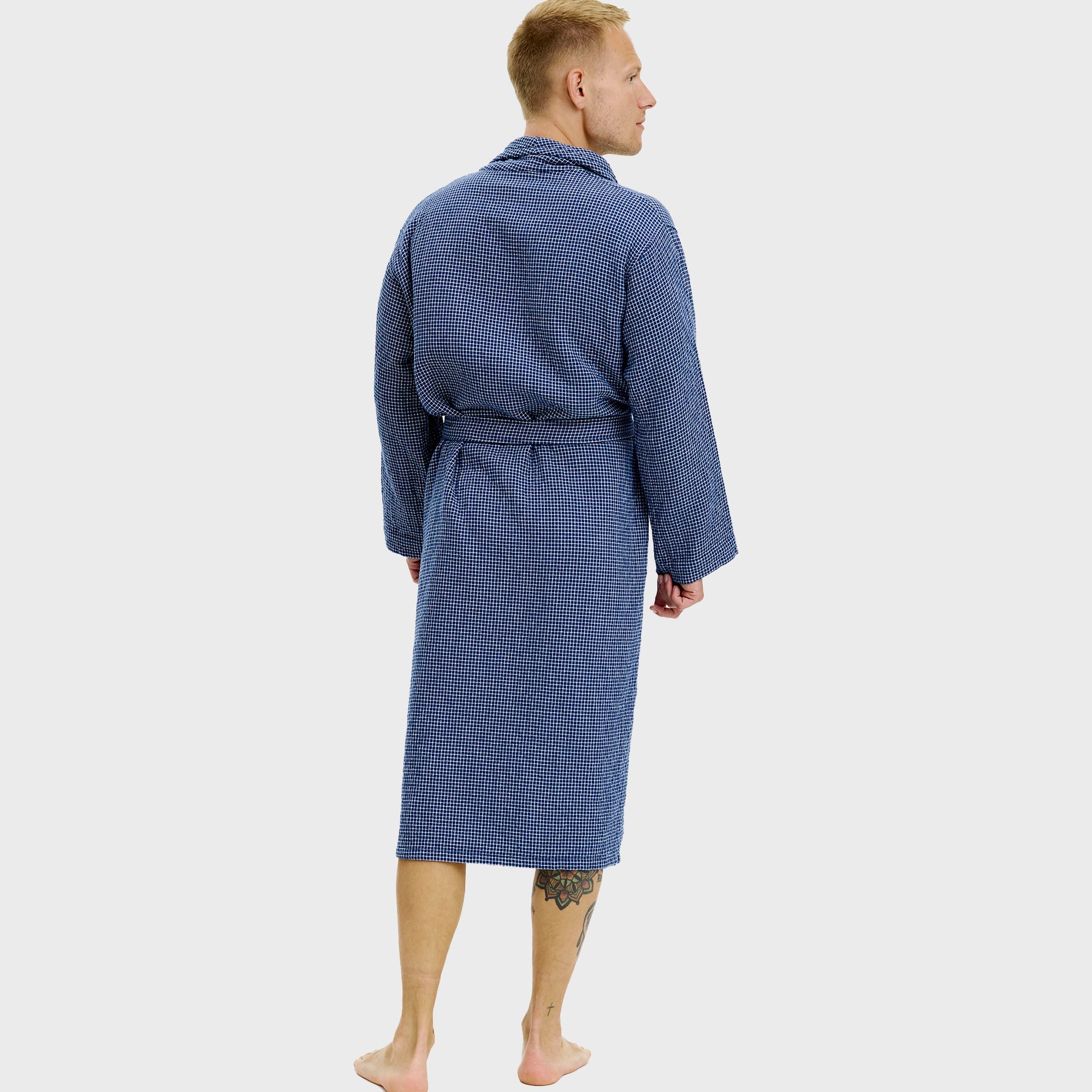 Badjas blauw geruit - onesize